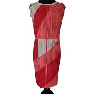 BCBG MaxAzria Hailey Pleated Dress XS Redberry Colorblock EUC